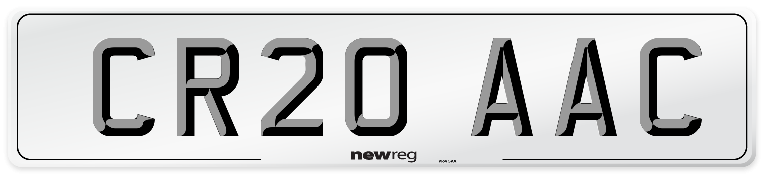 CR20 AAC Number Plate from New Reg